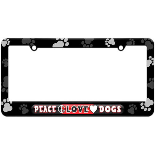 Chrome License Plate Frame Peace Love And Soccer Auto Accessory Novelty
